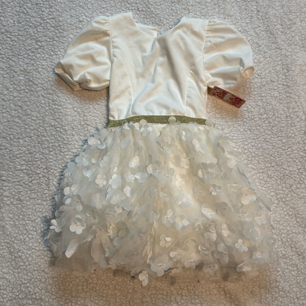 btween White and Gold Kids Dance Costume cream and gold band